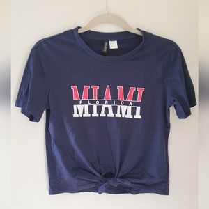 H&M Divided Miami tie front crop top, XS, navy blue